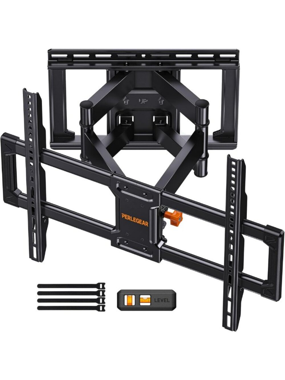 Full Motion TV Wall Mount for 42-90" TVs, UL Listed, Supports 132lbs, Easy